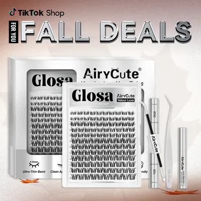 Glosa | AiryCute Velour Luxe Collection Upgrade U Lashes with Ultra-Dense, Waterproof, Long-Lasting Lashes | Vivi | Natural D...