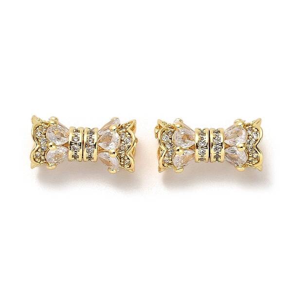 Brass Micro Pave Cubic Zirconia Beads