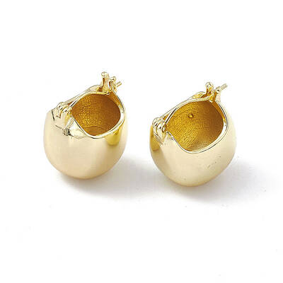 Brass Round Dome Hoop Earrings for Women
