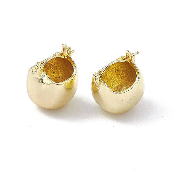Brass Round Dome Hoop Earrings for Women