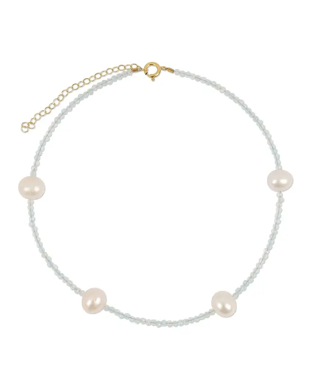 Grady Anklet - Multiple Colors | Metal Color: Gold | Gemstone: Aquamarine