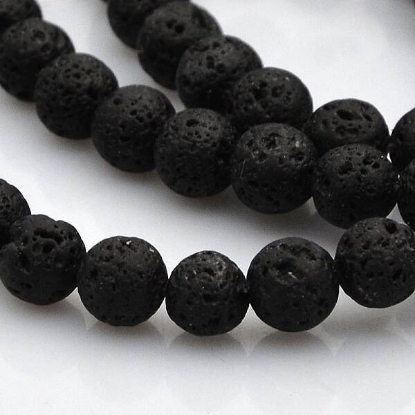 Natural Lava Rock Round Beads Strands