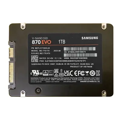 Samsung MZ-77E1T0 | 870 EVO Series 1TB 2.5-inch 6GB/s SATA 1GB Cache V-NAND 3bit MLC Solid State Drive