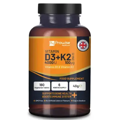 Vitamin D3 4000IU & K2 MK7 100?g Vegetarian Tablets I 180 ( 6 Months Supply)