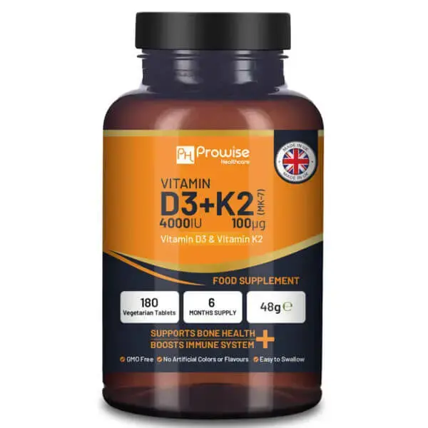 Vitamin D3 4000IU & K2 MK7 100?g Vegetarian Tablets I 180 ( 6 Months Supply)