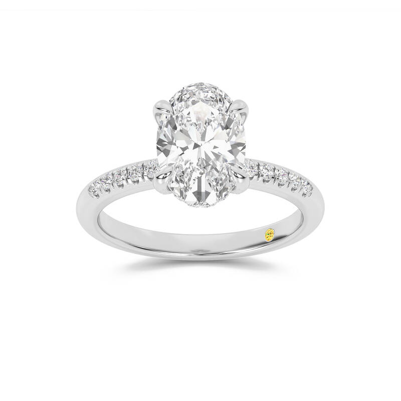 Aurelia Quarter Coverage Hidden Halo Oval Lab Grown Diamond Engagement Ring | 14K White Gold 2 1/3 CT. TW.