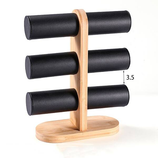 T Bar Bracelet Display Stands with Wooden Base
