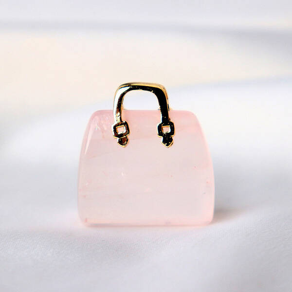 Natural Rose Quartz Handbag Display Decorations