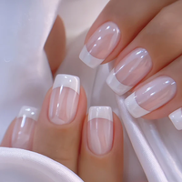 Wide White French Tips with Natural Pink Base – 24 Short Oval Press-On Nails for a Clean, Elegant Look | No UV Needed, Easy...
