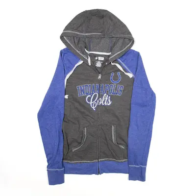 NFL Indianapolis Colts Football Sports Hoodie Grey Full Zip USA Womens M