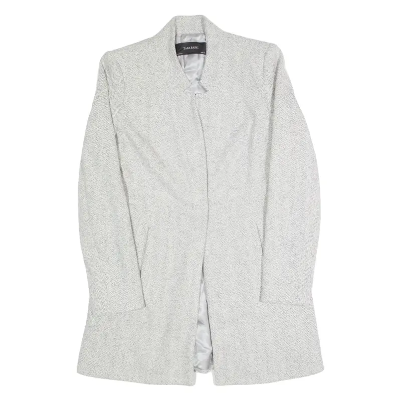 ZARA BASIC Womens Overcoat Jacket Grey S