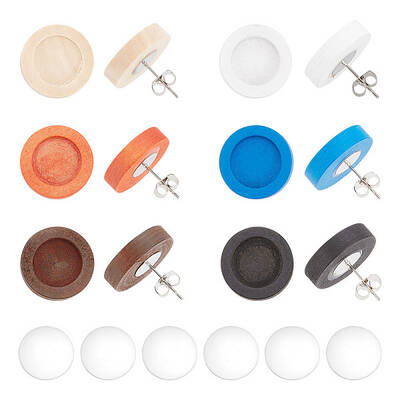 DIY Blank Dome Wooden Stud Earrings Making Kit