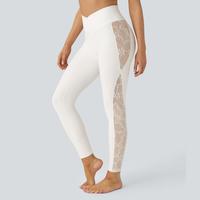 Halara Softlyzero High Waisted Crossover Contrast Lace Back Pocket Yoga 7/8 Leggings-UPF50+ #outdoorfun #ttshoprestock