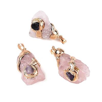 Raw Rough Natural Rose Quartz Pendants