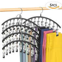 Closet Leggings Storage Rack, Metal Yoga Pants Hangers 1/2/3/4/5 Pack with 50 Clips, Holds 50 Pairs of Leggings, Hanger Space...