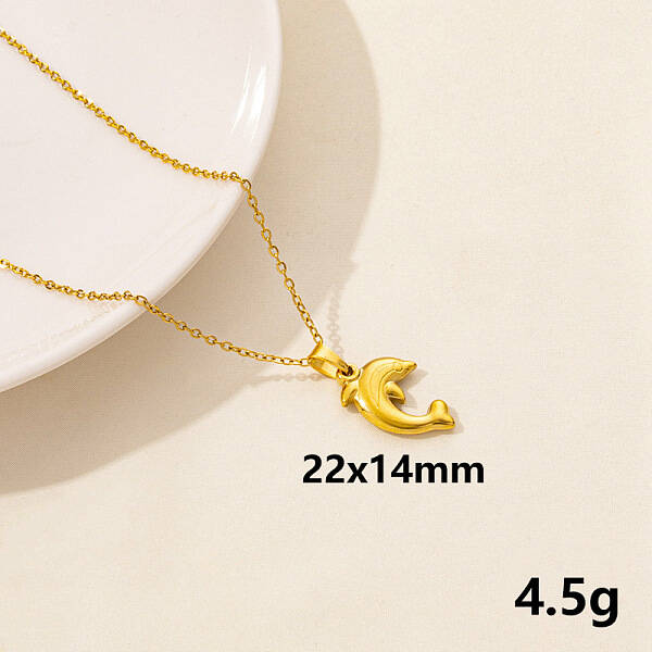 304 Stainless Steel Whale Pendant Necklaces