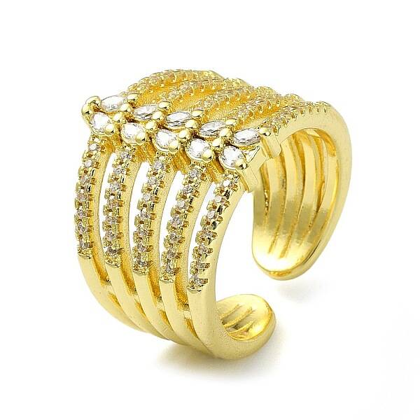 Brass with Cubic Zirconia Open Cuff Ring