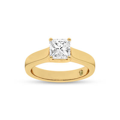 Bold Cross Prong Princess Cut Lab Grown Diamond Solitaire Ring | 18K Yellow Gold 3 1/2 CT. TW.