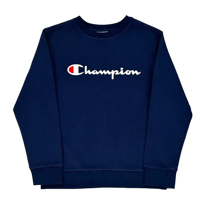 Age 8 Champion Spellout Sweatshirt - Small Navy Cotton Blend | Size: small