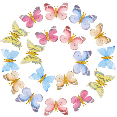 18Pcs 6 Styles Cloth Butterfly Alligator Hair Clip