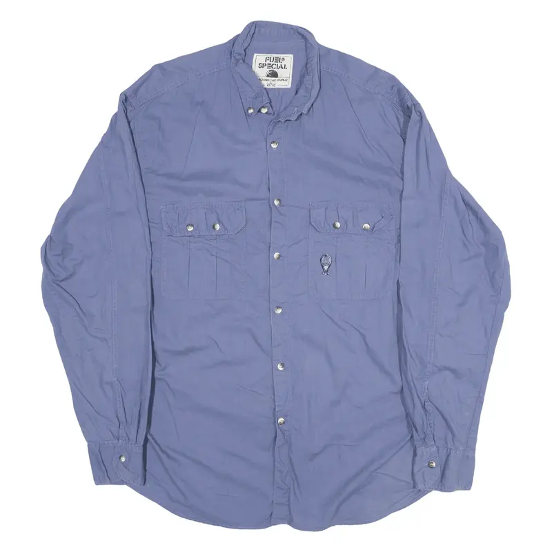 FUEL SPECIAL Plain Shirt Blue Long Sleeve Mens L