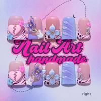 Y2K Style Handmade Duckbill Nail Set, Butterfly & Heart & Flower Decor Fake Nails with Nail File & Tape, DIY Nail Art Kit for...