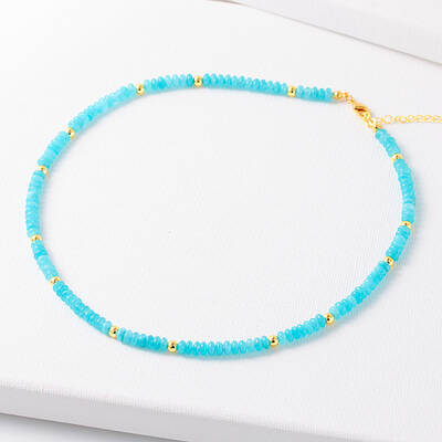 Simple Design Natural Amazonite Beaded Necklaces for Women