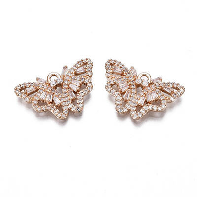 Brass Micro Pave Clear Cubic Zirconia Pendants