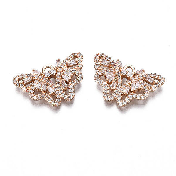 Brass Micro Pave Clear Cubic Zirconia Pendants