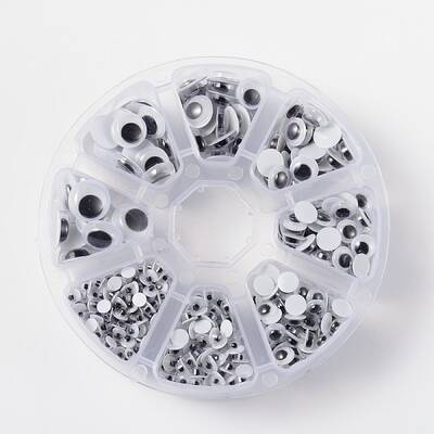 Flat Round Black & White Plastic Wiggle Googly Eyes Cabochons DIY Scrapbooking Crafts Toy Accessories