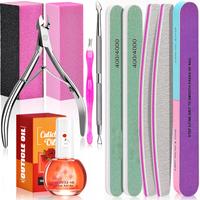 Manicure Tools Kit Nail Care Kit with 3PCS Files, 2PCS Buffer Blocks, 2PCS Polishing Buffers, Cuticle Nipper, Pusher and Cuti...