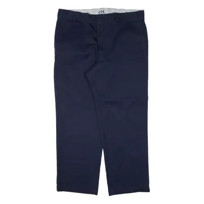 DICKIES 874 Workwear Mens Trousers Blue Regular Straight W37 L27