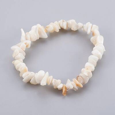 White Shell Chip Beads Stretch Bracelets
