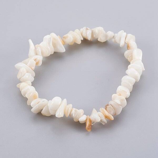 White Shell Chip Beads Stretch Bracelets