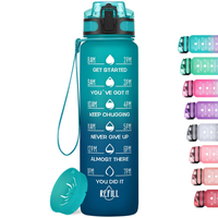 Reusable 1 Litre Water Bottle, BPA-Free Tritan Plastic Sports Bottle, with Filter and Time Marker for Children and Adults, Dr...