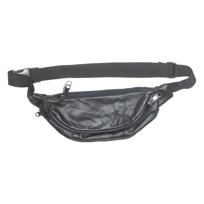 VINTAGE FABRIK Mens Bum Bag Black Leather Faux Leather