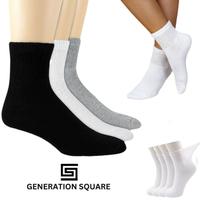 Generation Square Unisex Ankle Socks - 6-12 Pairs, Brown Navy, Cotton, Non-Binding, Cushioned, Stretchy Fit, Sizes 9-15, Spor...
