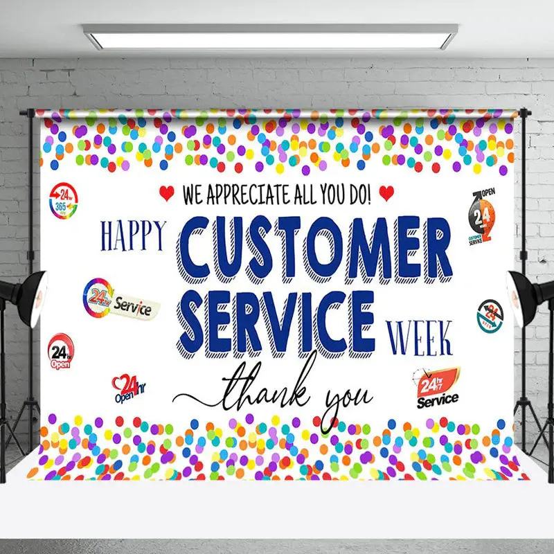 Colorful Dot Thank You Customer Sevice Week Backdrop