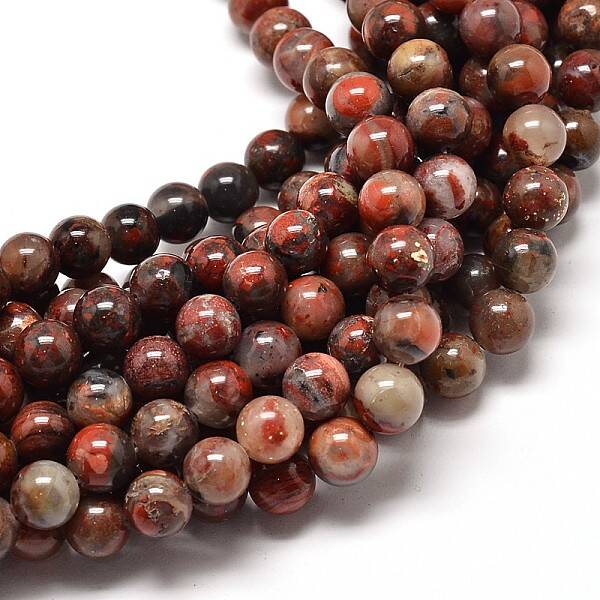Natural Brecciated Jasper Round Bead Strands