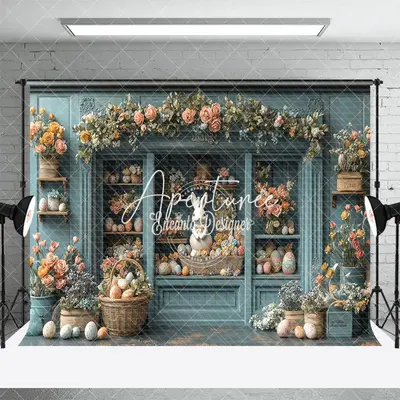 Aperturee Retro Green Floral Decorative Wall Easter Backdrop, 3X2FT(1MX0.6M), 14 USD, easter backdrops, ENHD3J16-M