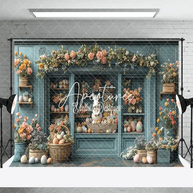 Aperturee Retro Green Floral Decorative Wall Easter Backdrop, 3X2FT(1MX0.6M), 14 USD, easter backdrops, ENHD3J16-M