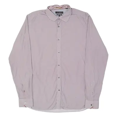 TED BAKER Mens Flannel Shirt White Spotted Long Sleeve M