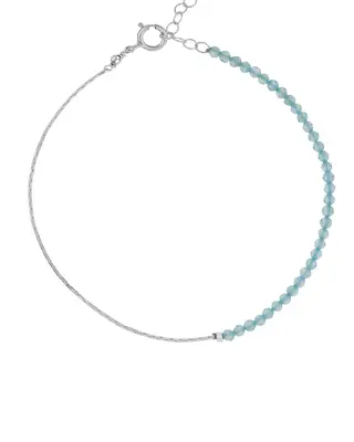 Ardella Gemstone Bracelet | Metal Color: Silver | Gemstone: Aquamarine | Length: Adjustable 7 - 8 inches