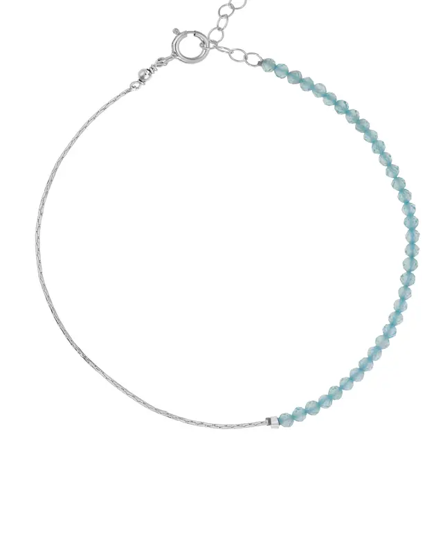 Ardella Gemstone Bracelet | Metal Color: Silver | Gemstone: Aquamarine | Length: Adjustable 7 - 8 inches