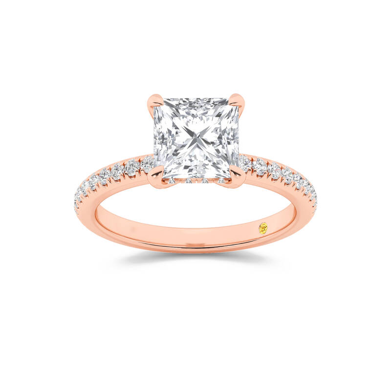 Aurelia Three Quarter Coverage Hidden Halo Princess Cut Lab Grown Diamond Engagement Ring | 18K Rose Gold 3 5/8 CT. TW.