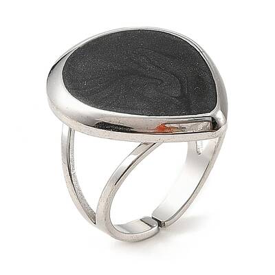 304 Stainless Steel Enamel Open Cuff Rings for Women