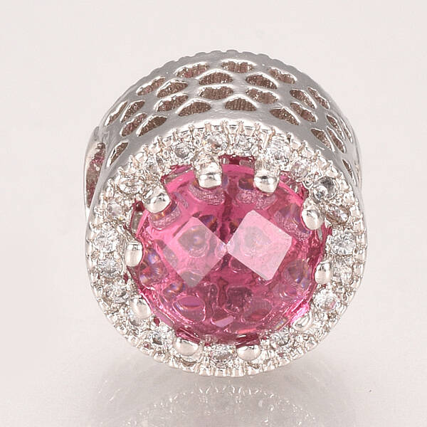 Brass Micro Pave Cubic Zirconia European Beads