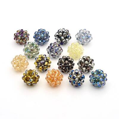 Half Plated Rondelle Transparent Glass Crystal Round Woven Beads
