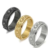 Rotatable star, moon and sun ring to relieve stress and anxiety, retro hand jewelry, birthday gift