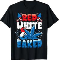 [100% Cotton]4th Of July Red White & Baked Men'S Spring & Summer Short Sleeve Shirt, Soft Crew Neck, All Season Comfort, Holi...